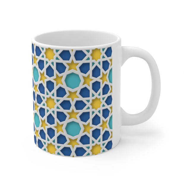 Sublimation coffee cup with colorful Islamic Geometric patterns