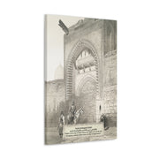 "Noble Duty: Islamic Warriors in Reflection – Vintage Stencil Canvas with Quranic Verse (Surah Al-Baqarah 2:190)"