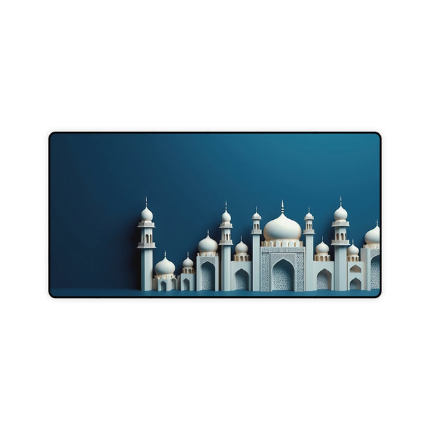 Large desk mat with 3d animated white Masjid image