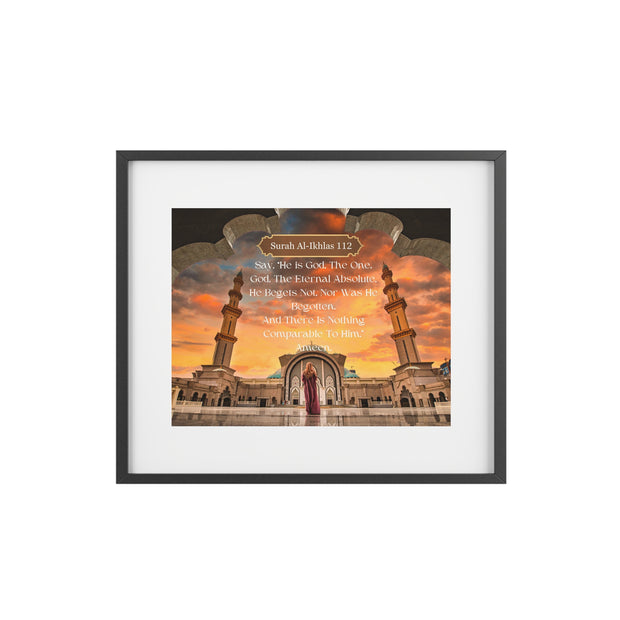 Surah Al-Ikhlas 112 Framed digital print with Masjid image