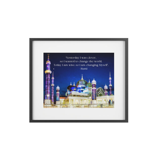 Beautiful Crystal Mosque Malaysia with Wise quote of Rumi