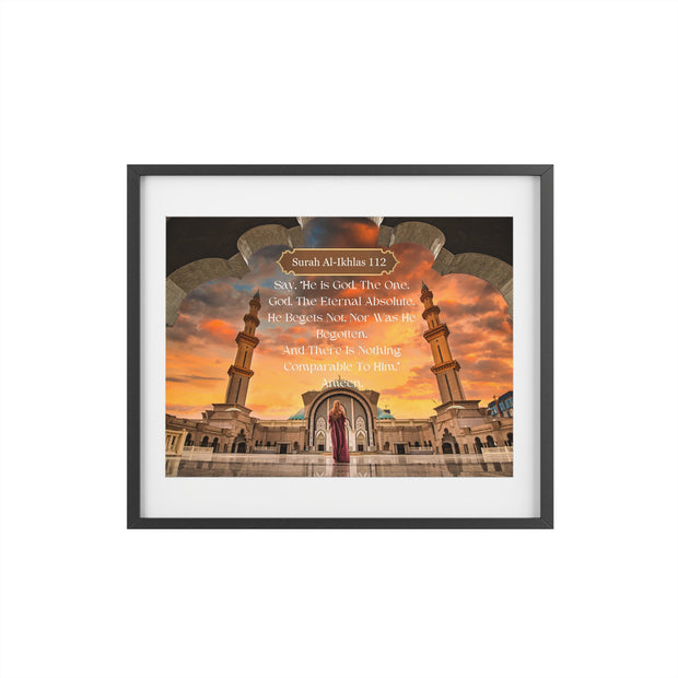 Surah Al-Ikhlas 112 Framed digital print with Masjid image