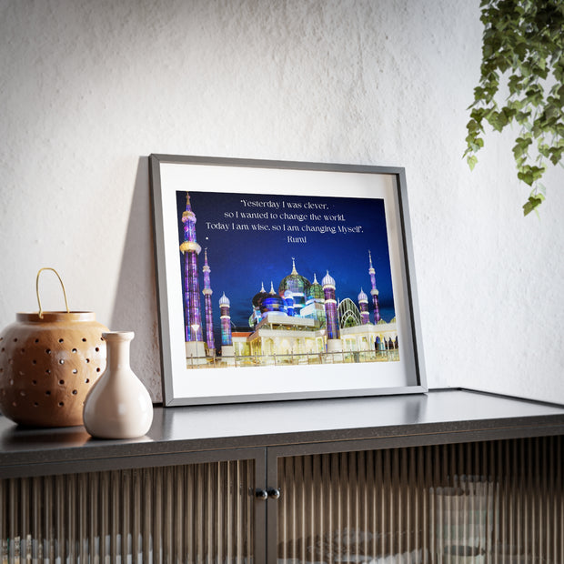 Beautiful Crystal Mosque Malaysia with Wise quote of Rumi