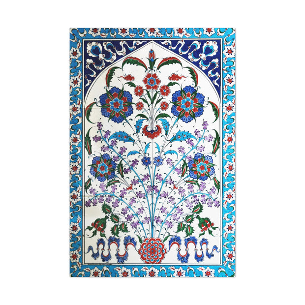 Ottoman textile Red, Aqua, Blue Floral designed Stretched Canvas