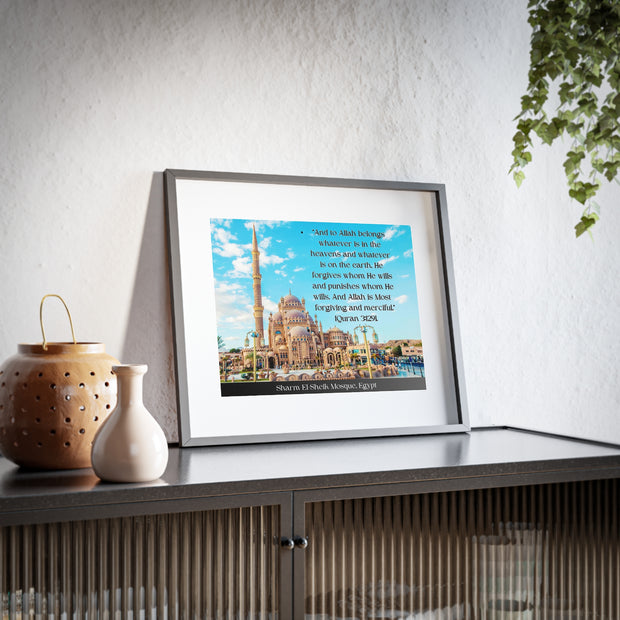 Masjid of Sharm El-Sheikh, Egypt with Quranic verse framed Poster