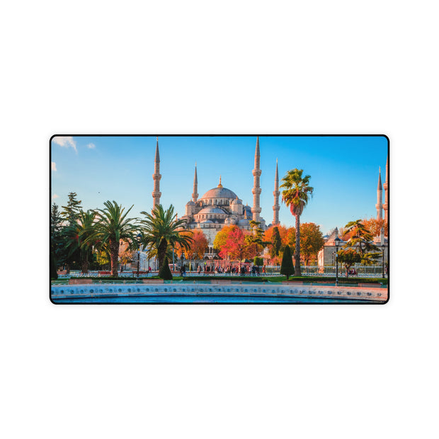 Large desk mat with Blue Mosque Image