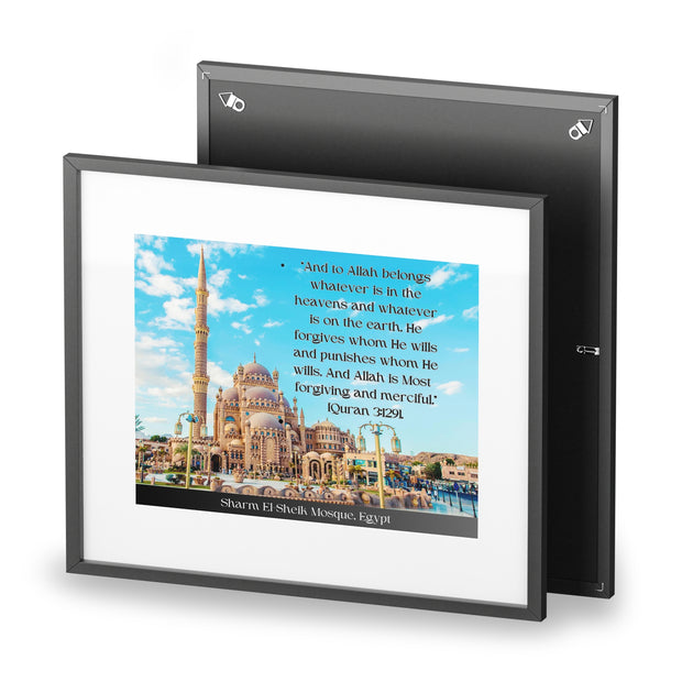 Masjid of Sharm El-Sheikh, Egypt with Quranic verse framed Poster