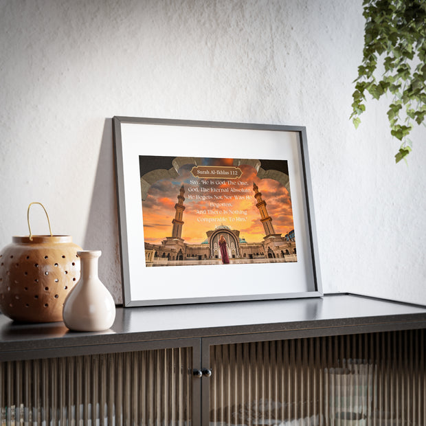 Surah Al-Ikhlas 112 Framed digital print with Masjid image