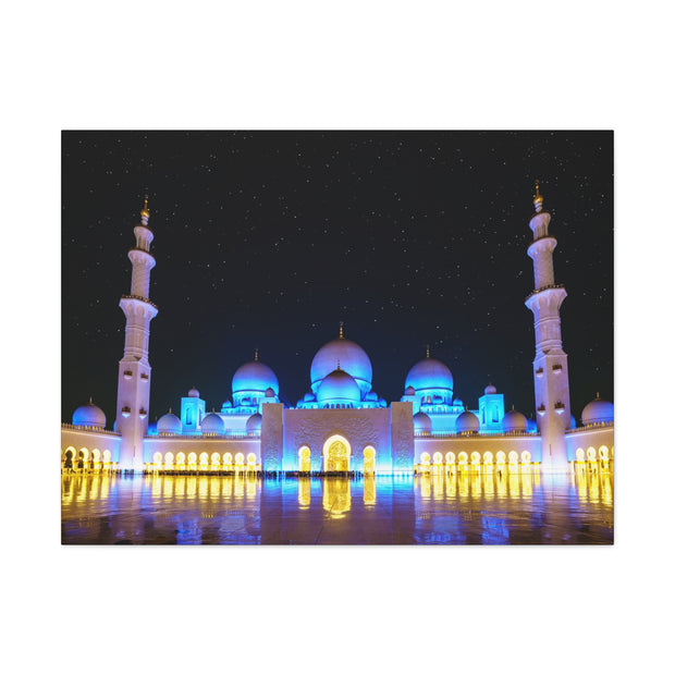 Masjid Stretched Canvas Sheikh Zayed Grand Mosque at night