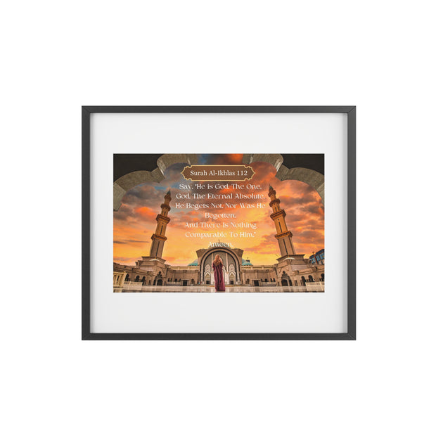 Surah Al-Ikhlas 112 Framed digital print with Masjid image