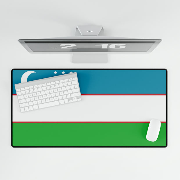 Uzbekistan flag desk mat, large mouse pad