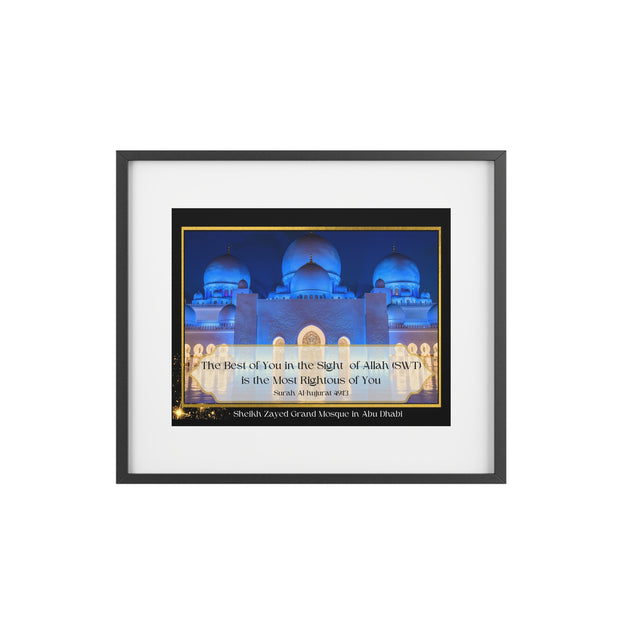 Sheikh Zayed Grand Mosque with Quranic verse framed poster