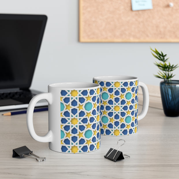 Sublimation coffee cup with colorful Islamic Geometric patterns