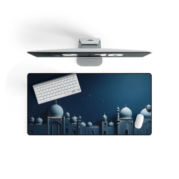 Large desk mat with 3d animated Masjid in Greyish Blue color