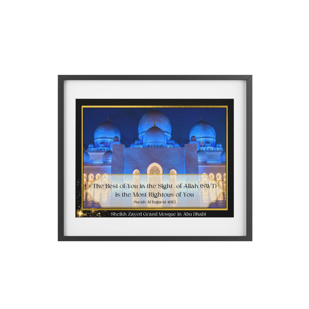 Sheikh Zayed Grand Mosque with Quranic verse framed poster