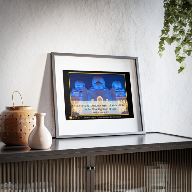 Sheikh Zayed Grand Mosque with Quranic verse framed poster