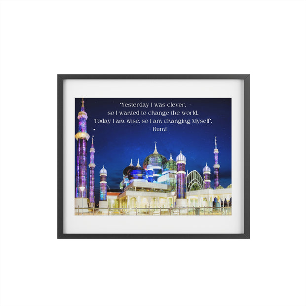 Beautiful Crystal Mosque Malaysia with Wise quote of Rumi
