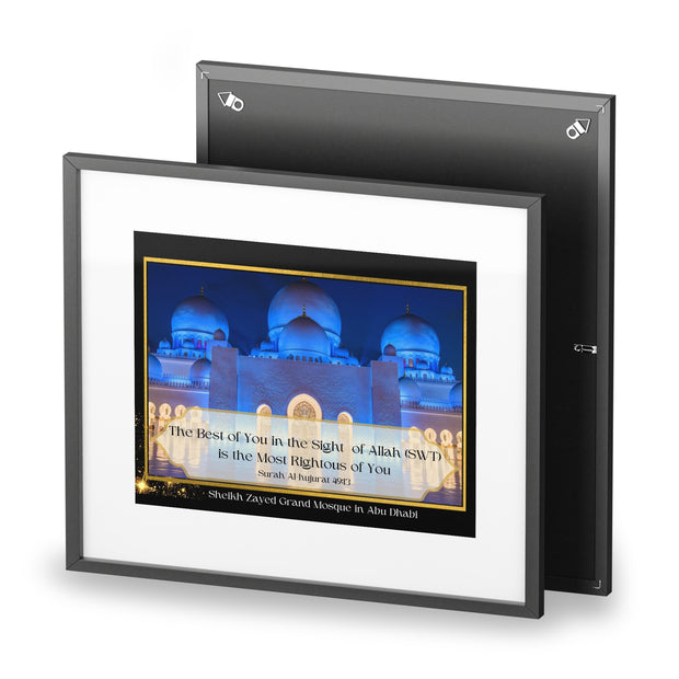 Sheikh Zayed Grand Mosque with Quranic verse framed poster