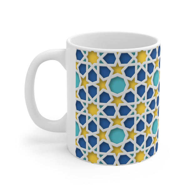 Sublimation coffee cup with colorful Islamic Geometric patterns