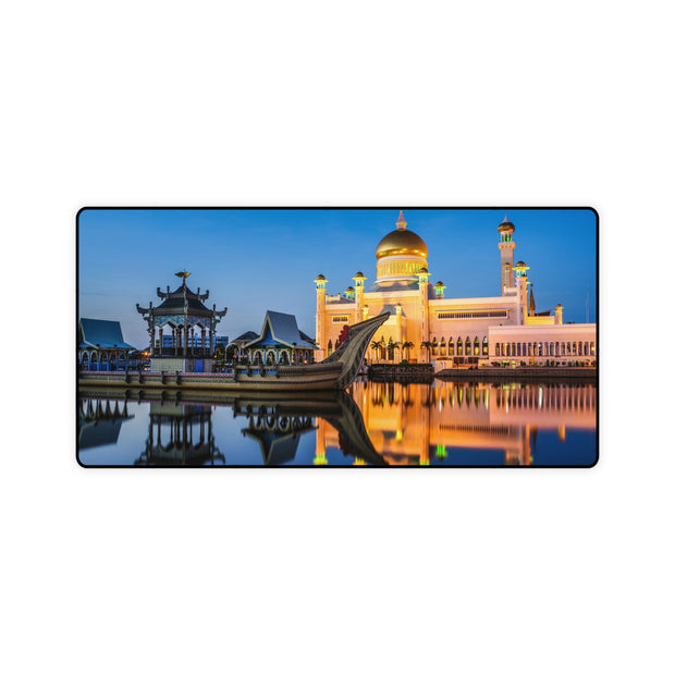 Large desk mat with image of Sultan Omar Ali Saifuddien Mosque, Brunei