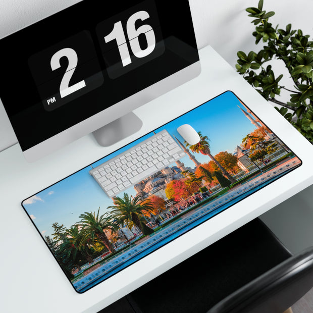 Large desk mat with Blue Mosque Image