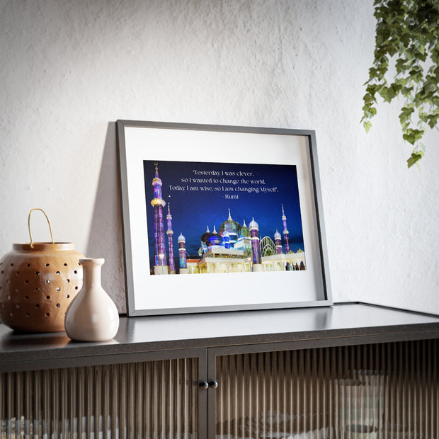 Beautiful Crystal Mosque Malaysia with Wise quote of Rumi