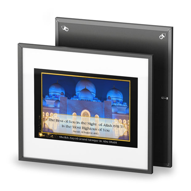 Sheikh Zayed Grand Mosque with Quranic verse framed poster