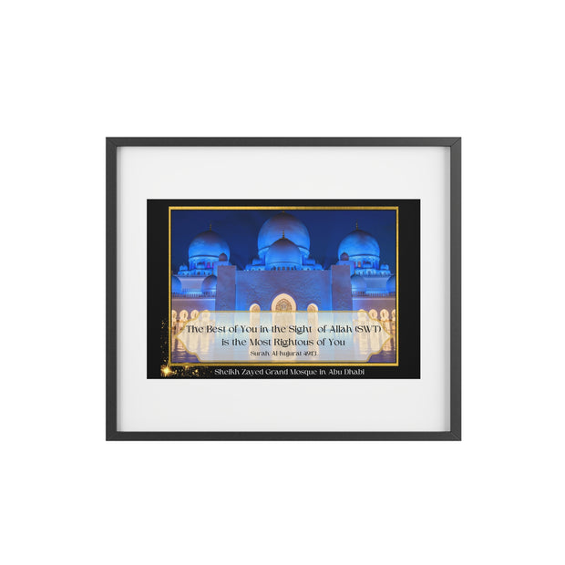 Sheikh Zayed Grand Mosque with Quranic verse framed poster