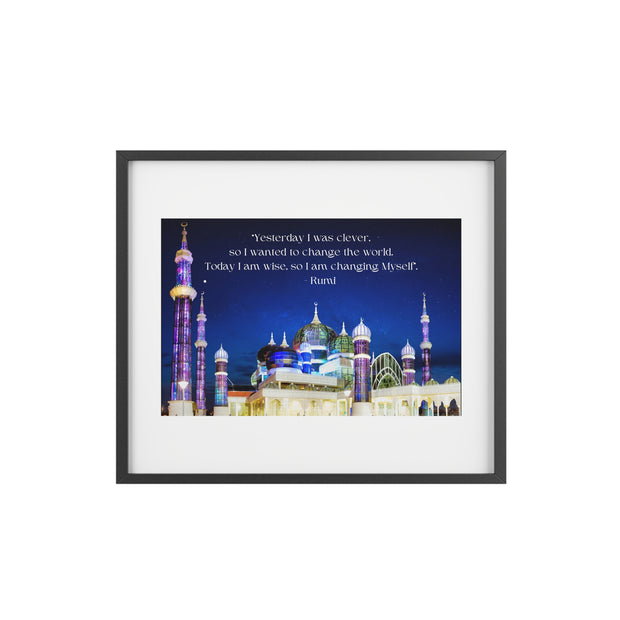 Beautiful Crystal Mosque Malaysia with Wise quote of Rumi