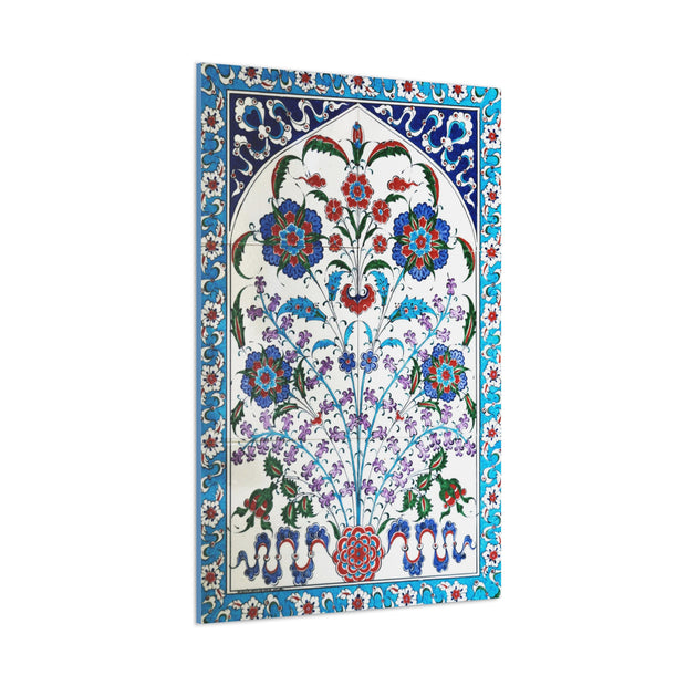 Ottoman textile Red, Aqua, Blue Floral designed Stretched Canvas