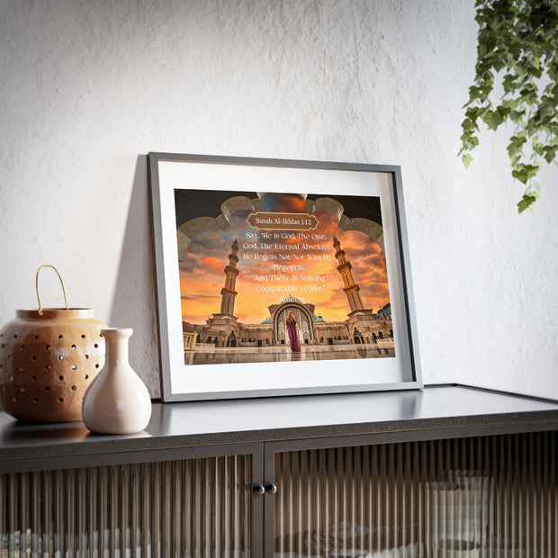 Surah Al-Ikhlas 112 Framed digital print with Masjid image