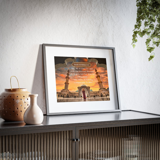 Surah Al-Ikhlas 112 Framed digital print with Masjid image