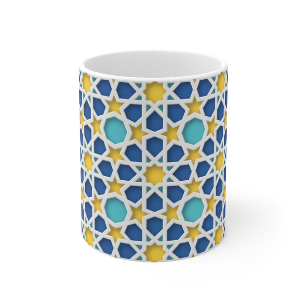 Sublimation coffee cup with colorful Islamic Geometric patterns