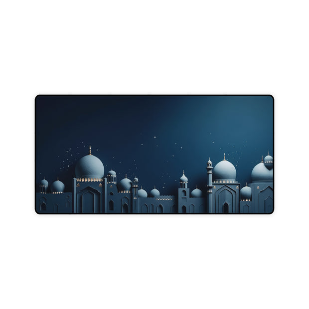Large desk mat with 3d animated Masjid in Greyish Blue color