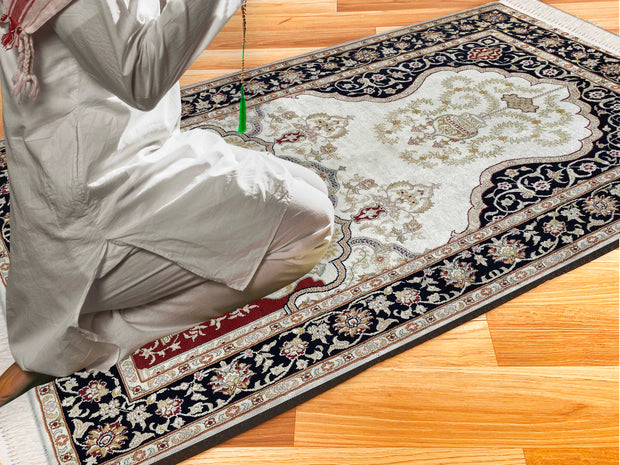Thick Foam Padded Oriental Prayer Rug, Luxury Yaseen,  Pearl Tasbeeh, İslamic Gift Set