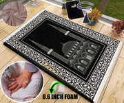 Extra Thick Foam Padded Mosque Prayer Rug With Luxury Yaseen, Soft Praying Mat Carpet & Pearl Tasbeeh, İslamic