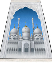 Extra Thick Foam Padded Taj Mahal Prayer Rug, Luxury Yaseen, Soft Praying Mat Carpet & Pearl Tasbeeh,