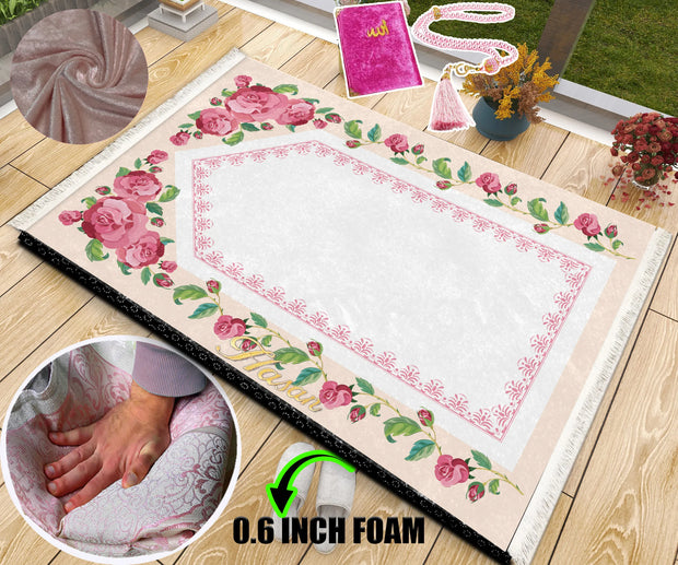 Extra Thick Foam Padded  Flower Prayer Rug