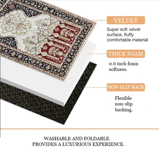 Thick Foam Padded Oriental Prayer Rug, Luxury Yaseen,  Pearl Tasbeeh, İslamic Gift Set