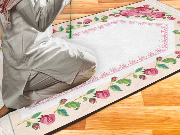 Extra Thick Foam Padded  Flower Prayer Rug