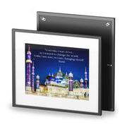  Beautiful Crystal Mosque Malaysia with Wise quote of Rumi  Islamic Canvas and Giftware  14″ x 11″ (Horizontal) / Black Frame / Matte-15" x 10" (Horizontal) / Black Frame / Matte-16″ x 12″ (Horizontal) / Black Frame / Matte