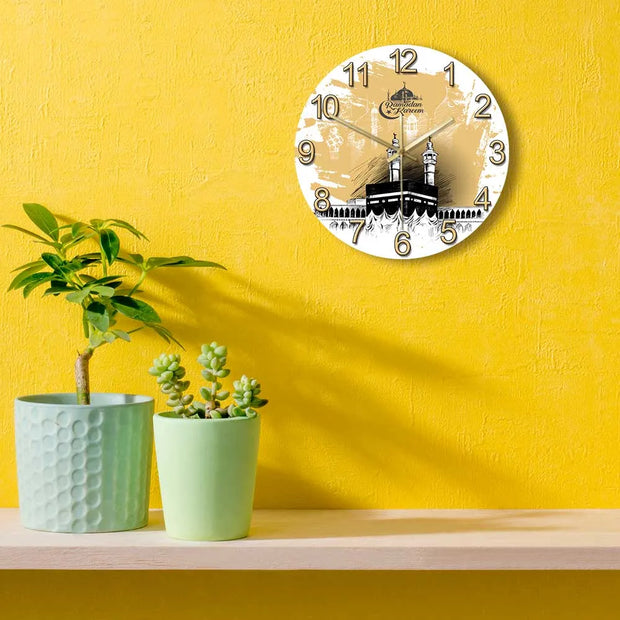 Mecca Holy Kaaba Modern Design Silent Wall Clock Ramadan Kareem Mosque