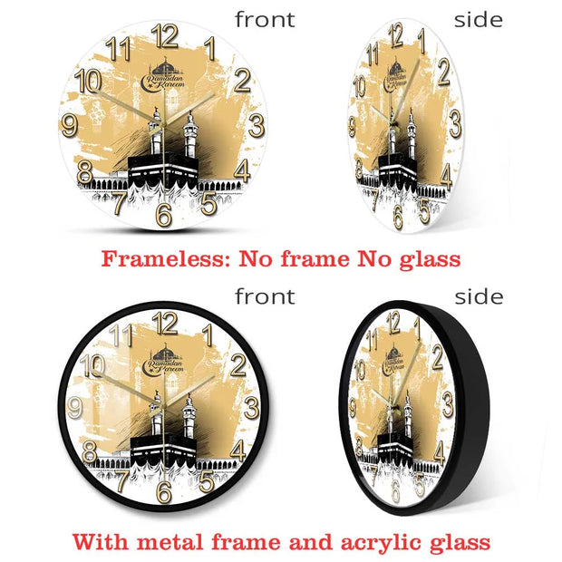 Mecca Holy Kaaba Modern Design Silent Wall Clock Ramadan Kareem Mosque