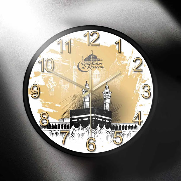 Mecca Holy Kaaba Modern Design Silent Wall Clock Ramadan Kareem Mosque