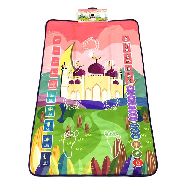 Kids Prayer Rug Islamic Electronic Interactive Praying Mat Carpet Salah Worship Masallah Speaker Blanket Children Gift