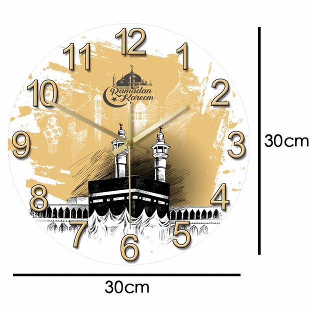 Mecca Holy Kaaba Modern Design Silent Wall Clock Ramadan Kareem Mosque