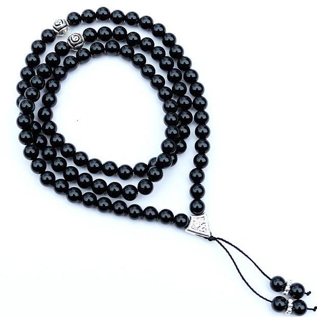 Handmade 6mm Natural Stone Bead With Alloy Charm Shape 99 Prayer Beads Islamic Tasbih