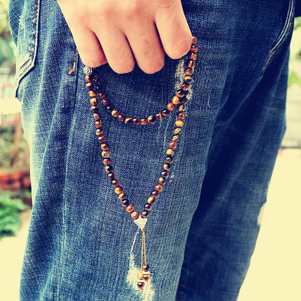 Handmade 6mm Natural Stone Bead With Alloy Charm Shape 99 Prayer Beads Islamic Tasbih