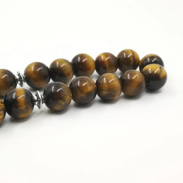 Man Tasbih Natural Tiger eye stone Islamic prayer beads Islamic Eid Ramadan Quality Gifts  33 99 beads