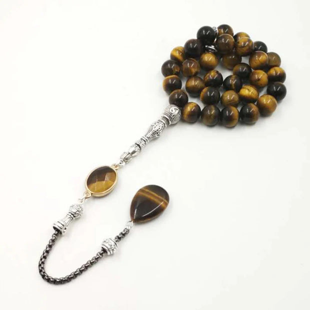 Man Tasbih Natural Tiger eye stone Islamic prayer beads Islamic Eid Ramadan Quality Gifts  33 99 beads